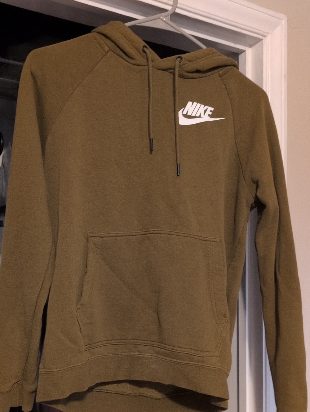 Women's Olive Crewneck Hoodie with White Logo